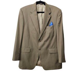 Chaps Men's Pure Wool Taupe Suit Coat Single Breast Lined Blazer Jacket